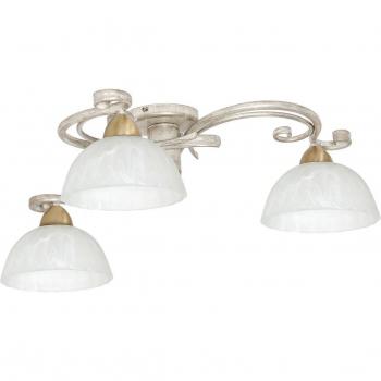 Flora Deckenlampe, drei Lichtschirme, weiß/messing