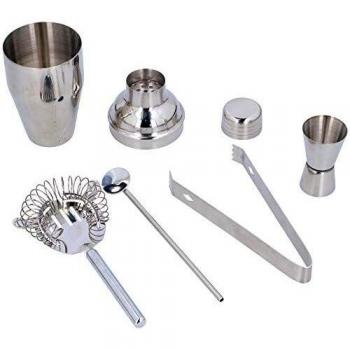 Alpina Cocktail Shaker Set 5 Pezzi con Shaker da Cocktail Inossidabile, Misurino, Pinza da Ghiaccio e Agitatore/Cucchiaio Antiruggine