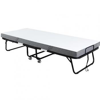 Folding Bed with 10cm Mattress Portable Guest Bed with Metal Frame