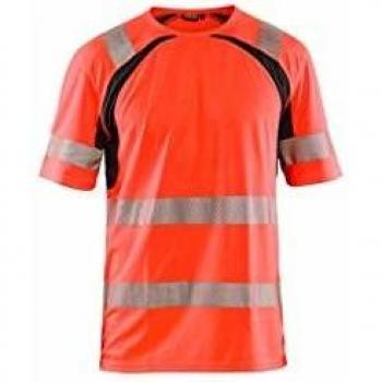 Maglietta Alta Visibilità UV 3397 Rosso Fluorescente Nero M