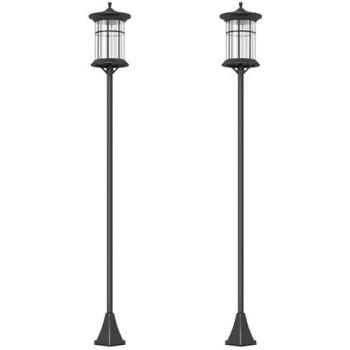2 farolas solares exterior luces solares exterior con panel solar encendido automático y marco de acero inoxidable impermeable IP44 negro - Outsunny