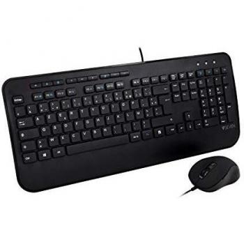 V7 cku300fr kit tastiera e mouse usb con poggiapolsi e mouse ambidestro qwerty francese black
