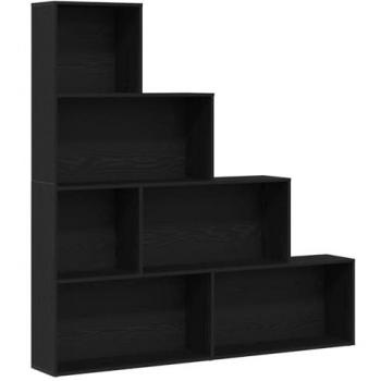 Armadio per Libri Nero Rovere 155×24×160 cm – Legno Ingegnerizzato