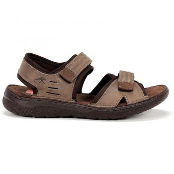 Sandales plates en cuir pour homme Fluchos F1753 Marron et Gris