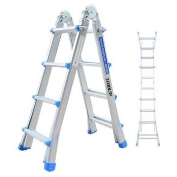 Echelle télescopique de BM TOOLS BMT-4X3-EXT en Aluminium - jusqu'à 2.9 Mètres, Multi-usages Pliable - jusqu'à 150kg - articulée