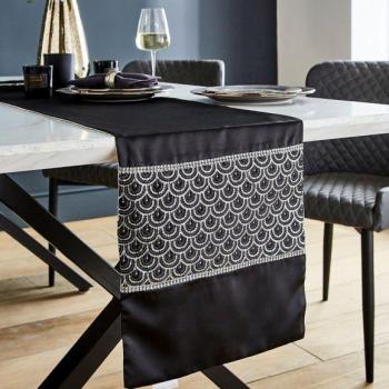 Catherine Lansfield Sequin Elegance Table Runner (Black) – 32x220cm