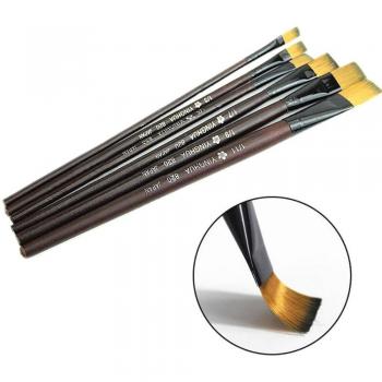 Soft Mane Set of 6 Brown Nylon Paint Brushes for Acrylic