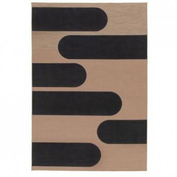 Tappeto interno/esterno beige con motivo geometrico nero Anton, 160x230 cm