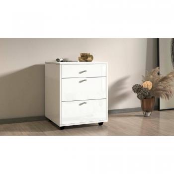 Commode de chambre Ddariv, 3 tiroirs, Blanc
