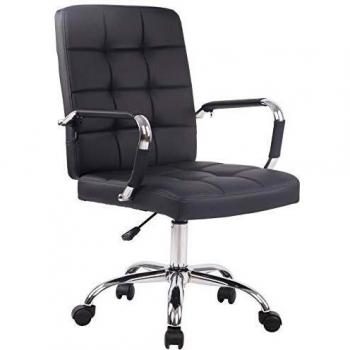 CLP Sedia Ufficio Deli PRO in Similpelle, girevole, imbottita e trapunta, sedia scrivania elegante, sedia con braccioli, telaio in metallo marrone