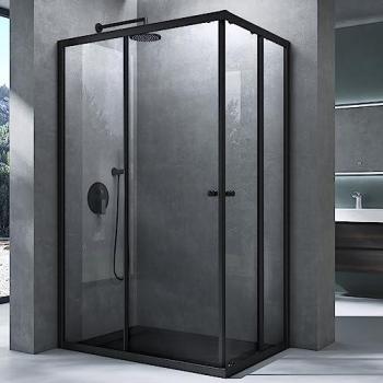 Douche Design Noir avec Receveur 75x100cm