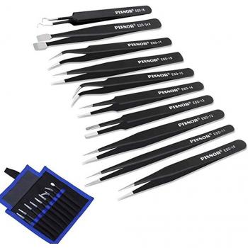 10Pcs ESD Precision Tweezers Tool Kit