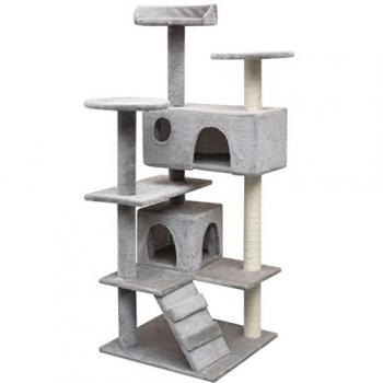 Griffoir & Arbre à Chat en Sisal 125 cm, Couleur Gris – Jouet Peluché