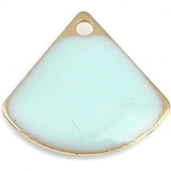 Doreen Copper Enamelled Sequin Charms - Colorful Geometric Fan-shaped Metal Pendants, 13mm x 12mm, Set of 10
