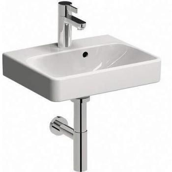 Geberit Smyle Square lavabo carré 500222, 45x36cm, avec Trou pour Robinet, avec trop-Plein asymétrique, Coloris: Blanc - 500.222.01.1