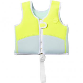Sunnylife Aqua Neon Yellow Swim Vest Salty the Shark