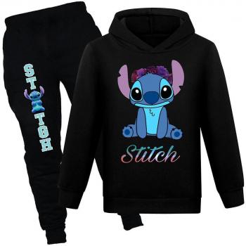 Set de tracksuit negro Lilo & Stitch, sudadera y pantalones