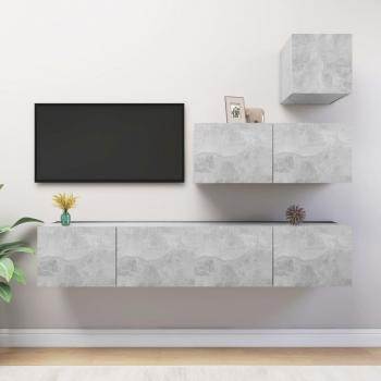Mueble de TV en set de 4 piezas de madera contrachapada