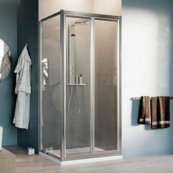 Cabine de douche angulaire Idralite Modèle West – Verre Transparent avec ouverture Saloon