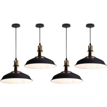 Lampada a soffitto “Vintage Edison” scala bianca e nera – paralume metallico E27