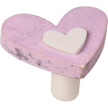 Pomo Shabby 666S Corazón Madera Rosa