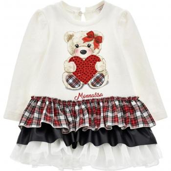 Abito a strati panna/rosso neonata