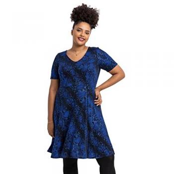 Roman Curve Womens Glitter Snake Fit & Flare Dress - Blue - Size 20 UK