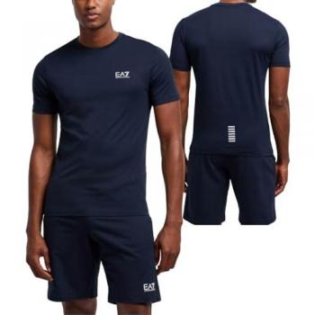 EA7 T‑shirt blu a manica corta con logo