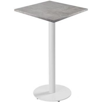 Tavolo Quadrato 60cm con Struttura Bianca e Piano in Grigio Chiaro
