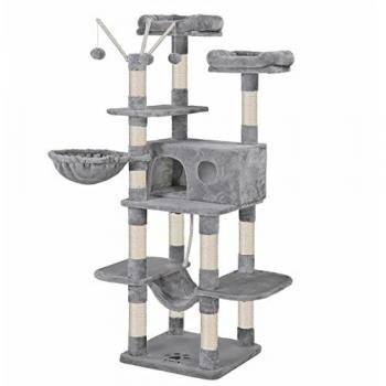 Élégance Félina – Arbre à Chat XXL, 164 cm, Gris Perle