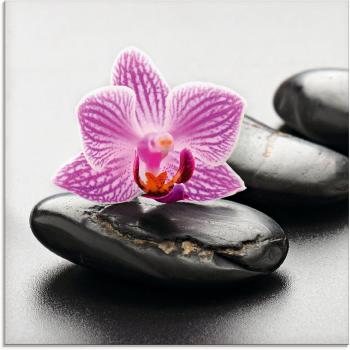 Artland Glasbild „Spa‑Zen‑Steine & Orchidee – Ein Hauch von Ruhe“