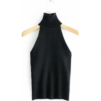 Chic Black Turtleneck Tank for Women