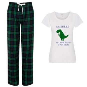 Dinosaur Night‑Time Adventure PJ – 60 Second Makeover Women’s Daughter (Large, Green)