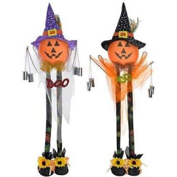 Set de Decoración Halloween DKD Home Decor Organza Poliéster Calabaza (50 x 92 cm) (2 pcs)