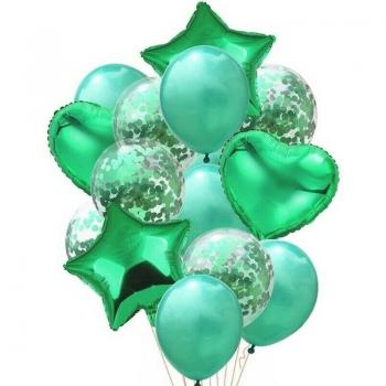 14pcs Confetti Star Heart Balloon Set for Adult Kids Birthday Party