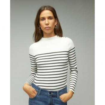 Tintoretto Jersey de mujer canalé cuello perkins