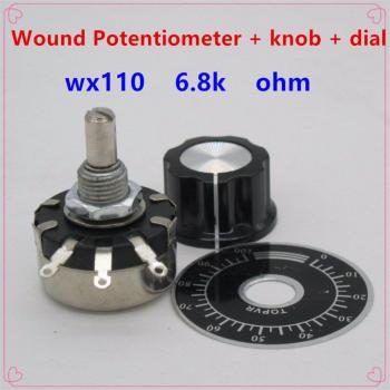 5pcs WX110(010) 6.8k Ohm Wire Wound Potentiometer