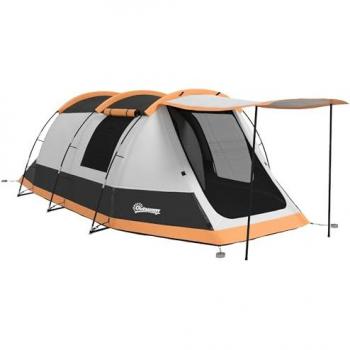 Outsunny Tunnel Tent with Bedroom Living Room and Porch for 3-4 Man Orange