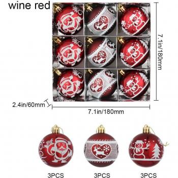 9Pcs 6cm Hand-Painted Plastic Christmas Ball Set