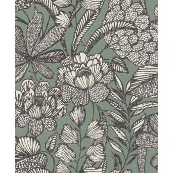 Rasch Lirico Vliestapete Grün Schwarz 53 x 1005 cm