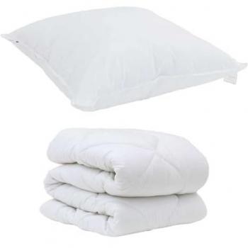 Set Coperta e Cuscino Invernale 2 pezzi Bianco 155x220 cm Microfibra