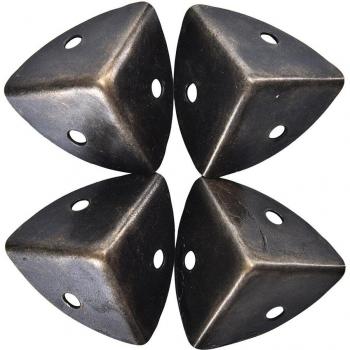 4 Pcs Antique Bronze Wooden Wine Box Corner Protectors 2.5x2.5cm
