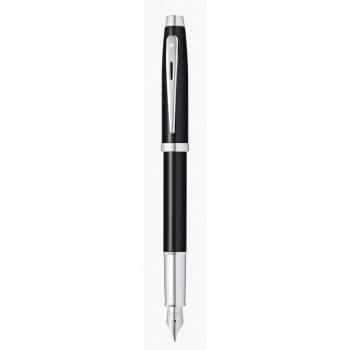Sheaffer 100 Black Lacquer/Chrome Plated SS Fountain Pen - Medium Nib
