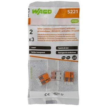 Pack de 3 bornes rapides WAGO S221 – Blanc – 0,5–6 mm² – 16 A