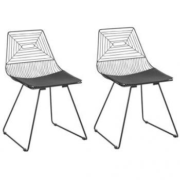 Beliani - Set di 2 sedie in metallo nero con cuscino in pelle Beatty