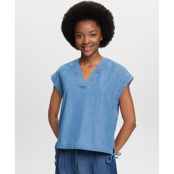 Esprit Blusa de Mujer Estilo Denim de Manga Corta