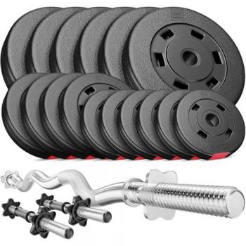 Set de 56 kg Barres d'Haltère avec Disques de poids Hop-Sport