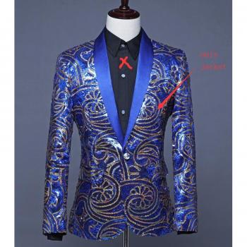 Vintage Blue Red Sequins Blazer