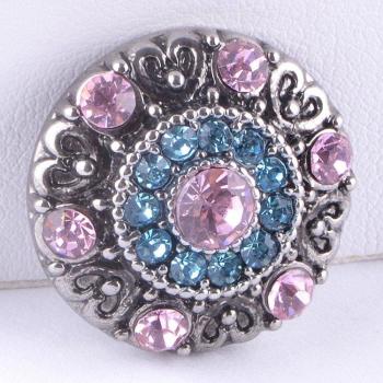 Rhinestone Heart Snap Button 18MM