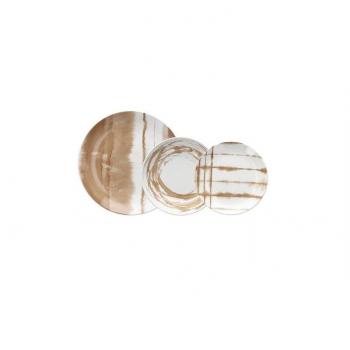 Servizio Piatti Da Tavola 18 Pezzi In Porcellana Motivo Marino Bianco E Beige
